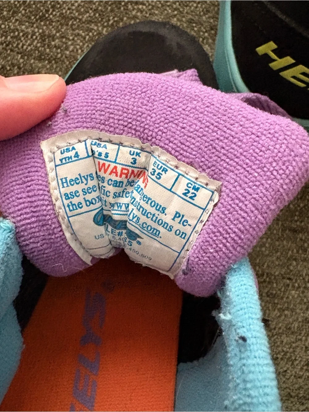 Heelys Black Sneakers with Purple Laces and Aqua Soles